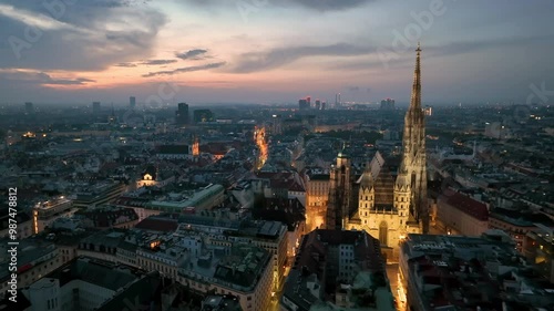 Wallpaper Mural Aerial view of famous places St. Stephen's Cathedral Stephansdom at night. Mother church of the Roman Catholic Archdiocese of Vienna. Austria Torontodigital.ca
