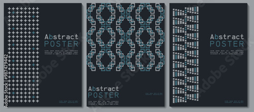 Abstract posters with geometric shapes.