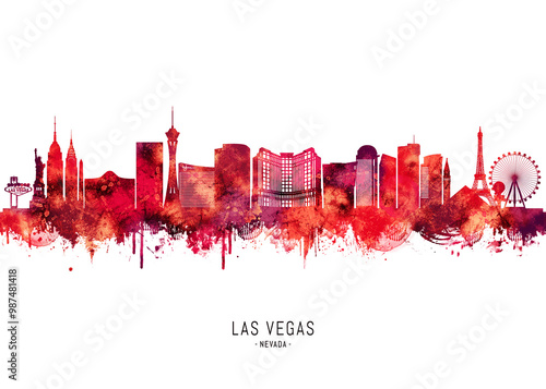 Obraz na płótnie Las Vegas Nevada Skyline Red w salonie