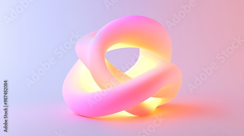 Tranquil Euphoria Symbol in Soft Pastel Glow - Modern 3D Rendering on White Background