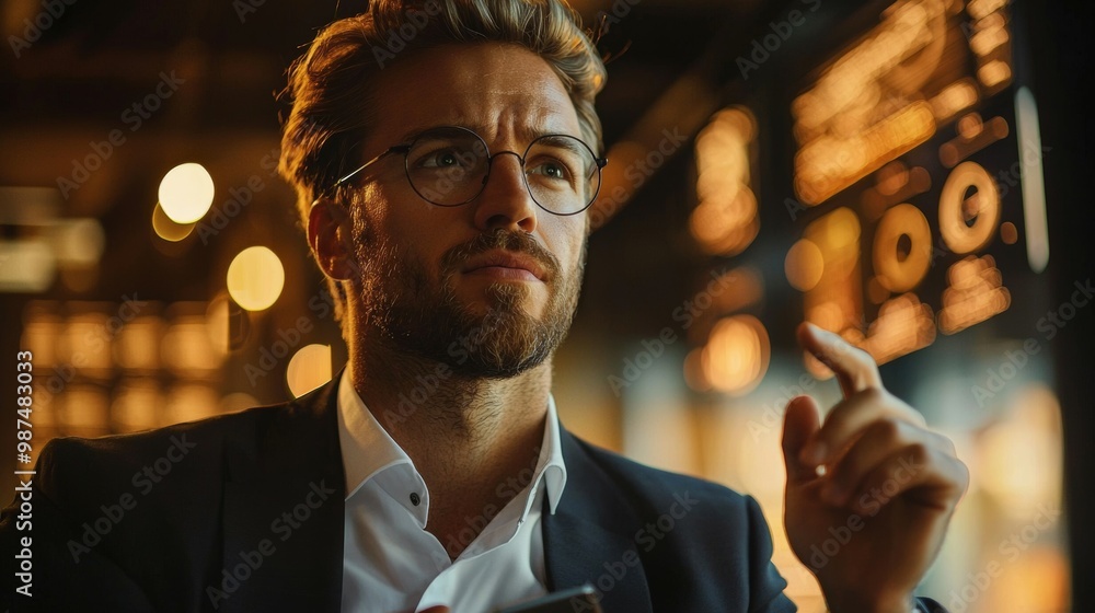 Businessman Thinking Looking Up Pointing Thoughtful Problem Solving Ideas Innovation Businessman Thinking Looking Up Pointing Thoughtful Problem Solving Ideas Innovation
