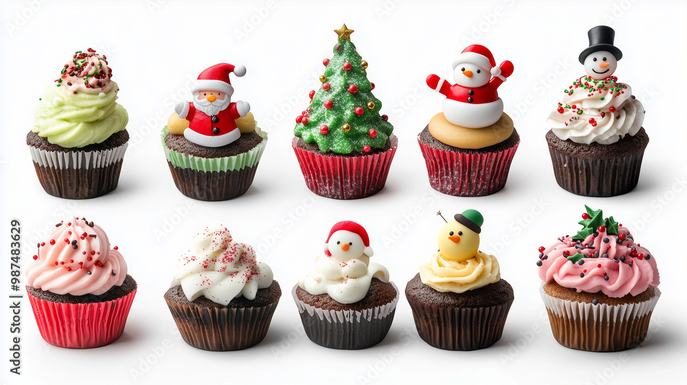 set of Christmas cupcakes set of Christmas cupcakes