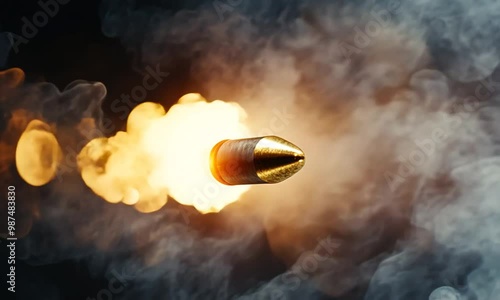 The bullets fly at high speed and come out of the fire.
