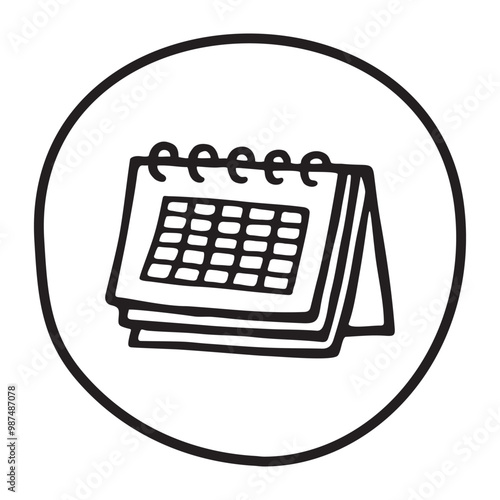 Tableau sur toile Doodle calendar schedule icon or logo, hand drawn with thin black line