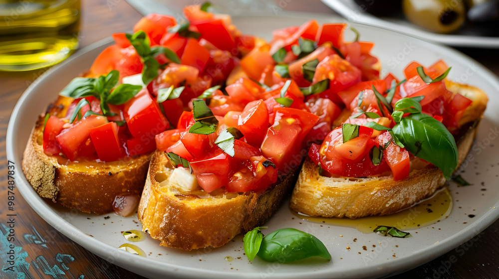 Classic Tomato Bruschetta with Basil and Olive Oil Classic Tomato Bruschetta with Basil and Olive Oil