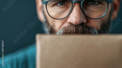 Image of an individual holding a cardboard box, obscuring their face, likely symbolizing anonymity, privacy, or the act of moving, along with its associated feelings. photo