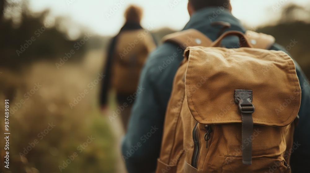 Two individuals dressed in casual outdoor attire, wearing backpacks, embark on a natural trail. Their journey through the wilderness highlights curiosity, exploration, and connection with nature. Two individuals dressed in casual outdoor attire, wearing backpacks, embark on a natural trail. Their journey through the wilderness highlights curiosity, exploration, and connection with nature.