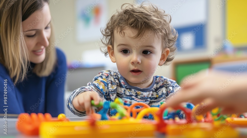 Child Engaged with Sensory Toy in Educational Setting Child Engaged with Sensory Toy in Educational Setting