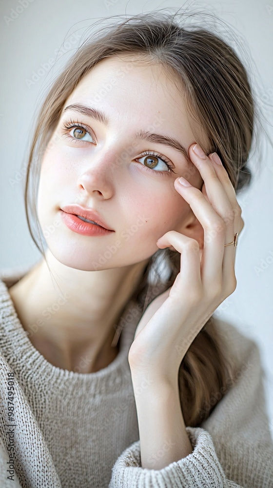 Close up of a woman gently applying cream to her face her fingers softly massaging the product into her skin with a serene expression and soft natural lighting Close up of a woman gently applying cream to her face her fingers softly massaging the product into her skin with a serene expression and soft natural lighting
