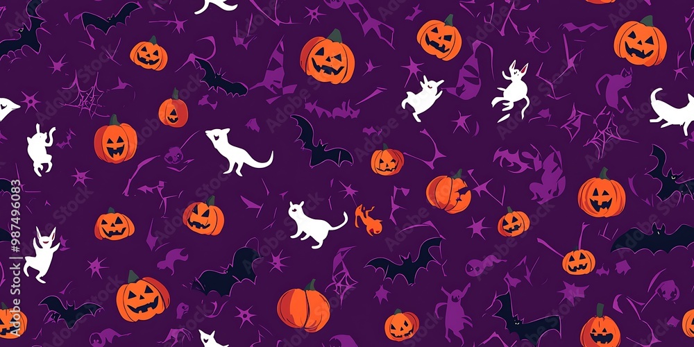 Helloween cartoon style characters seamless pattern Helloween cartoon style characters seamless pattern