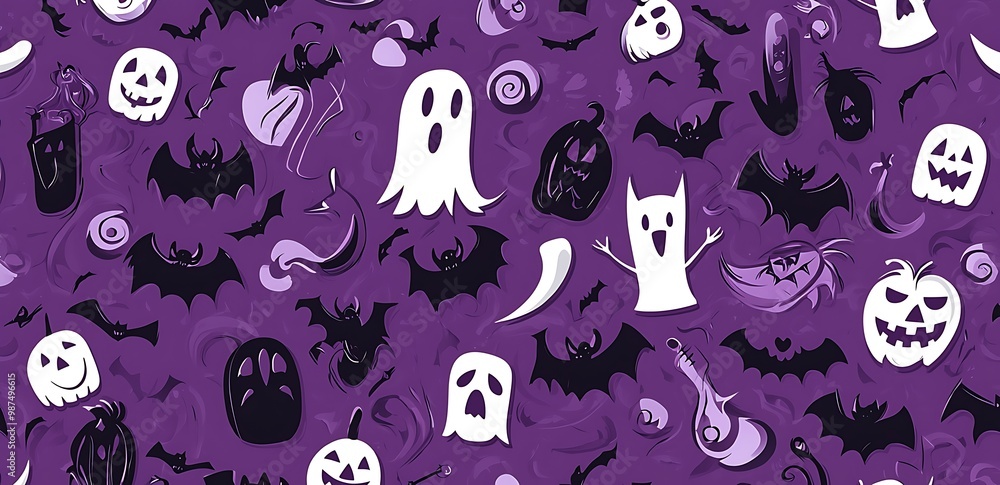 Helloween cartoon style characters seamless pattern Helloween cartoon style characters seamless pattern