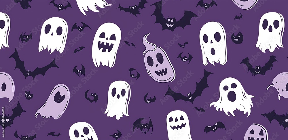 Helloween cartoon style characters seamless pattern Helloween cartoon style characters seamless pattern