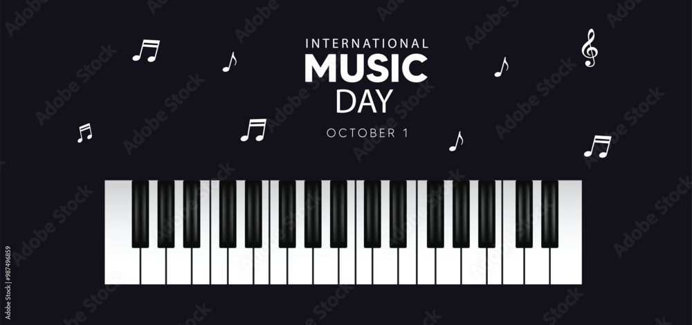 Fototapeta premium International Music Day October 1 vector poster
