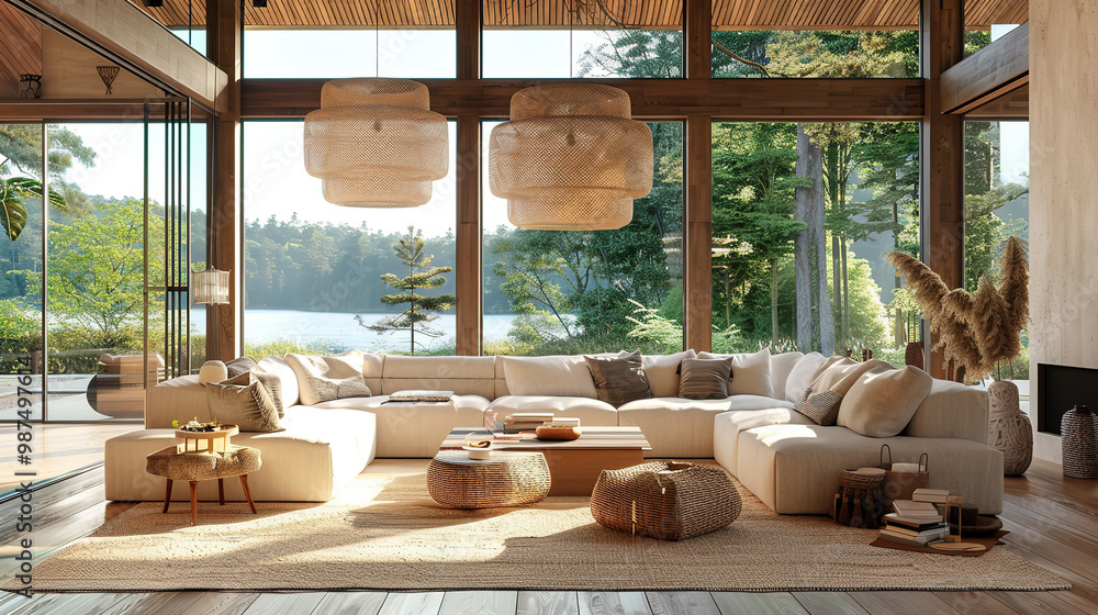 Scandinavian Style Living Room with Natural Wood & White Decor Scandinavian Style Living Room with Natural Wood & White Decor