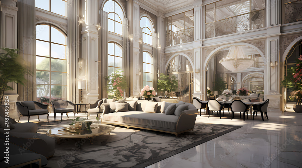 Fototapeta premium Luxury villa lobby