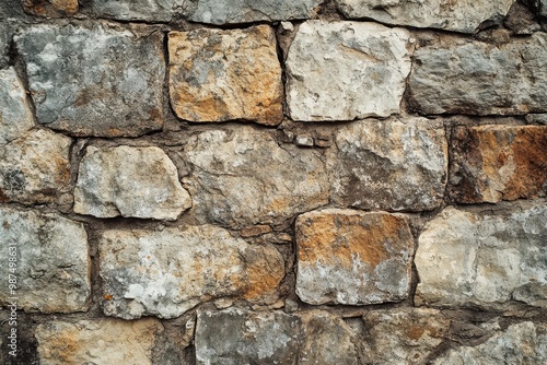 Weathered Stone Wall with Irregularly Shaped Blocks