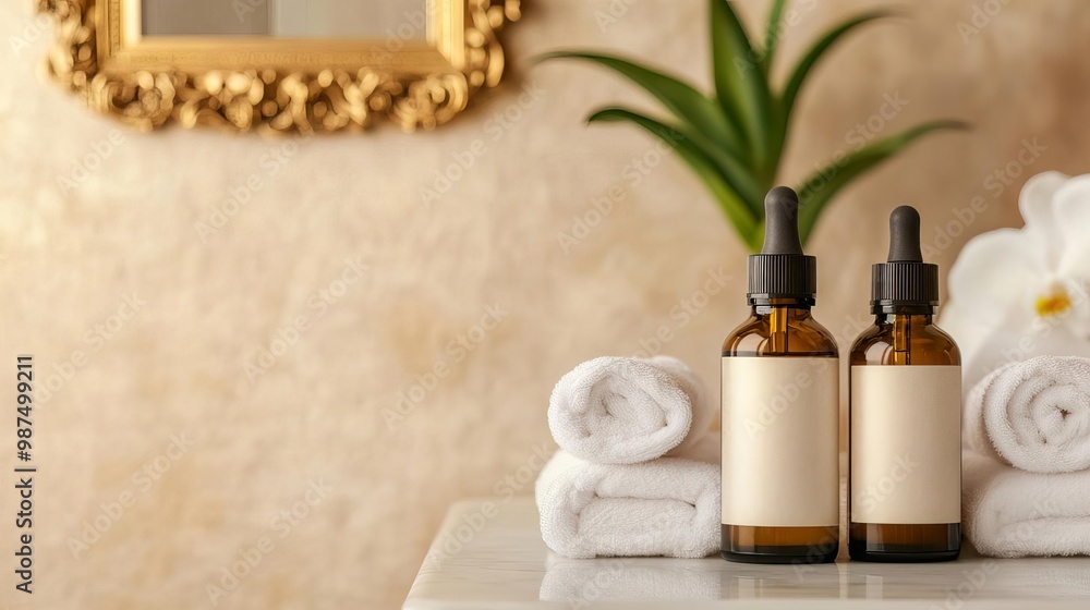 Elegant spa suite with ornate gold mirrors, delicate fabrics, and aromatherapy oils Elegant spa suite with ornate gold mirrors, delicate fabrics, and aromatherapy oils