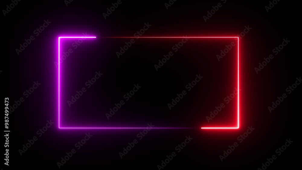 Glowing Neon Rectangle Border Frame Animation. Glowing Neon Rectangle Border Frame Animation.
