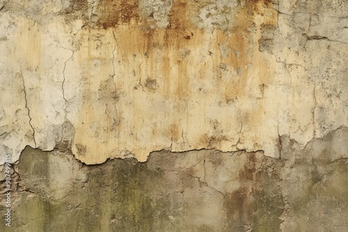 Weathered Concrete Wall with Cracks and Patches