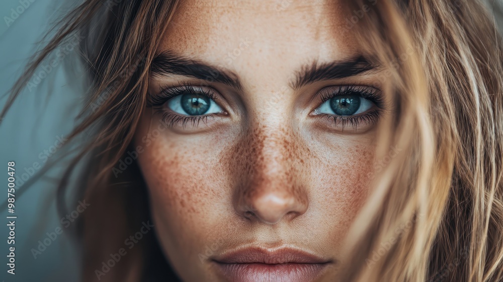 An artistic portrait of a woman with freckles and amber eyes, captured in sharp detail, evoking fascination and a timeless connection through her direct stare. An artistic portrait of a woman with freckles and amber eyes, captured in sharp detail, evoking fascination and a timeless connection through her direct stare.