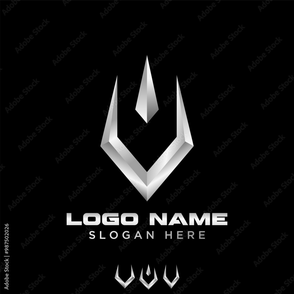 Obraz premium Logo design graphic concept creative abstract premium vector stock initial V font stainless steel like crown. Related to monogram typography branding