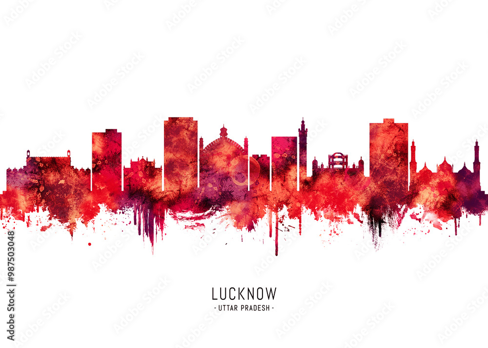 Lucknow Uttar Pradesh Skyline Red Lucknow Uttar Pradesh Skyline Red