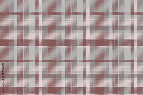 Length pattern check textile, baby seamless fabric plaid. Quilted tartan vector background texture in silver and red colors.