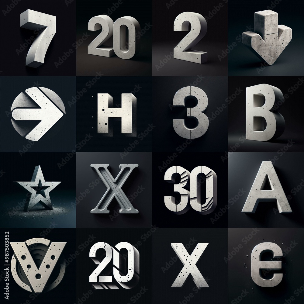 Fototapeta premium Concrete Lettering Typeface. AI generated illustration