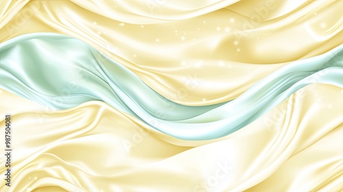 Delicate curves and smooth gradients blend together, forming an abstract composition with swirling patterns in soft shades of blue and yellow, evoking a sense of tranquility. SEAMLESS PATTERN photo