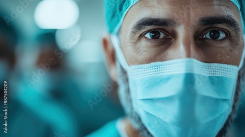 Medical personnel in surgical gowns shown actively busy within a hospital setup, capturing the essence of healthcare, teamwork, and efficient patient care services in a modern setting.