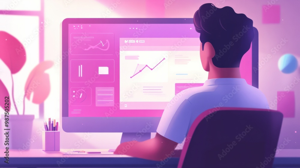 An adaptive learning technology interface, showing personalized course adjustments based on the student's progress and performance, providing tailored lessons An adaptive learning technology interface, showing personalized course adjustments based on the student's progress and performance, providing tailored lessons
