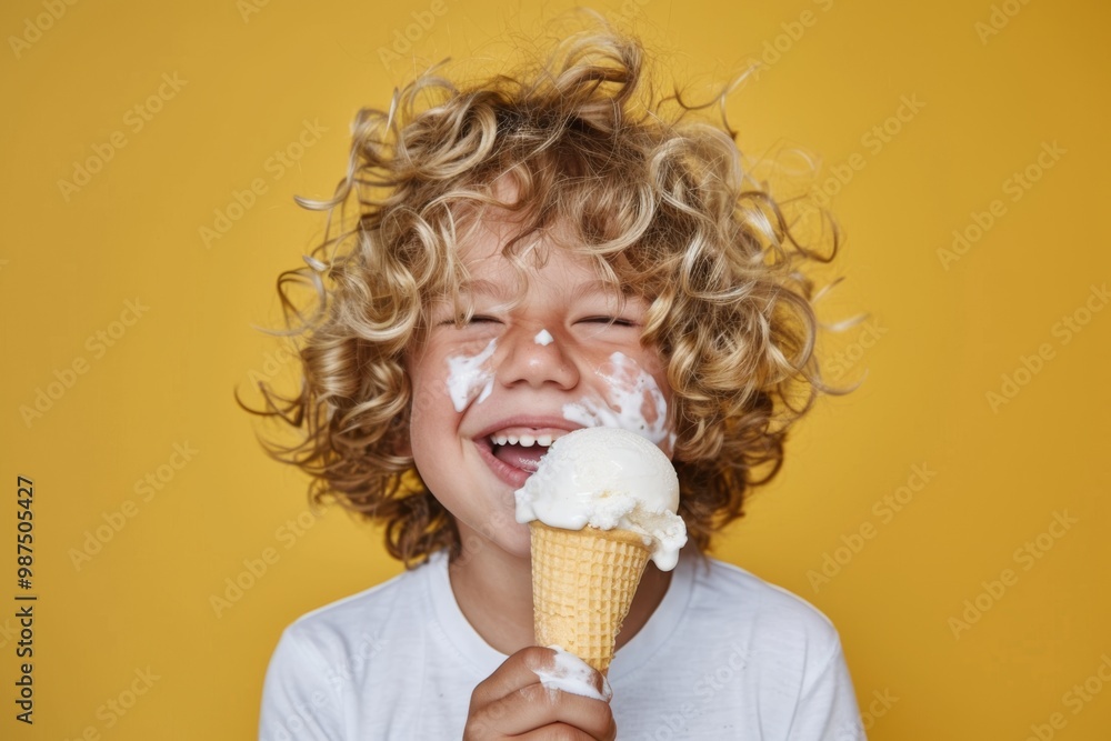 Ice cream brings pure happiness to this child. Real moment of confident boy engaging serene greenery background. Modern take youthful charisma and genuine outdoor happiness. Ice cream brings pure happiness to this child. Real moment of confident boy engaging serene greenery background. Modern take youthful charisma and genuine outdoor happiness.
