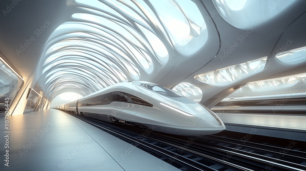 Futuristic Magnetic Levitation Train Station: Revolutionizing High-Speed Travel