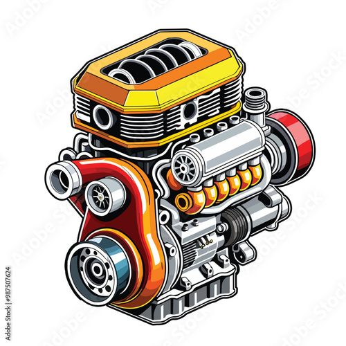 Engine illustration white background 