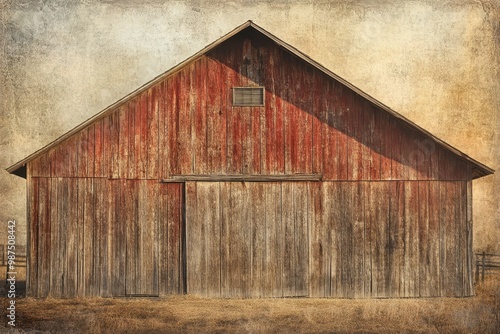 Weathered Red Barn with Closed Doors photo