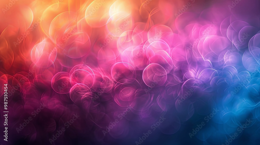 Abstract Background with Overlapping Circular and Linear Lights in Orange, Pink, and Blue Hues Abstract Background with Overlapping Circular and Linear Lights in Orange, Pink, and Blue Hues