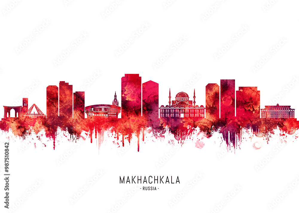 Makhachkala Russia Skyline Red Makhachkala Russia Skyline Red
