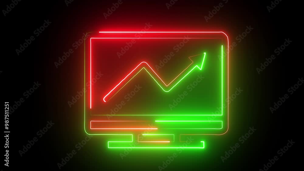 Neon icon animation. Abstract neon arrow business graph chart icon line display medical research concept .VJ backdrop for club, show, music video, presentation ,Electronic device. Neon icon animation. Abstract neon arrow business graph chart icon line display medical research concept .VJ backdrop for club, show, music video, presentation ,Electronic device.