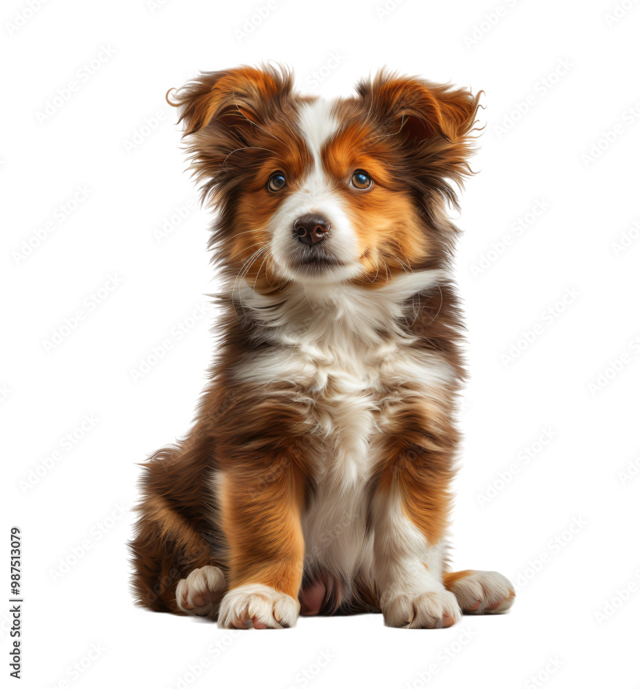 Puppy adorable fluffy sits patiently with big eyes and curious expression on transparent background perfect for pet-related designs Puppy adorable fluffy sits patiently with big eyes and curious expression on transparent background perfect for pet-related designs
