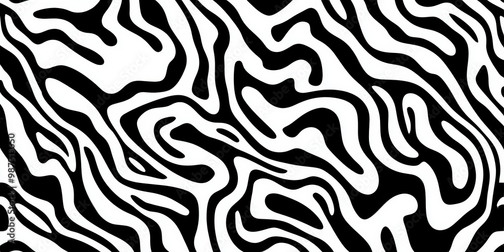 Intricate Black and White Wavy Vector Pattern Intricate Black and White Wavy Vector Pattern