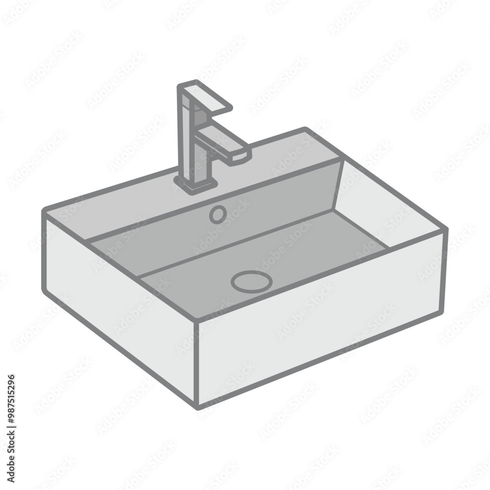 Cube wall basin. Symbol icon isolated on white background. Cube wall basin. Symbol icon isolated on white background.