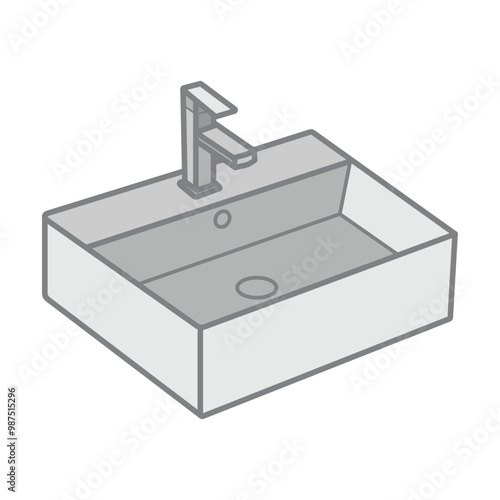 Cube wall basin. Symbol icon isolated on white background.