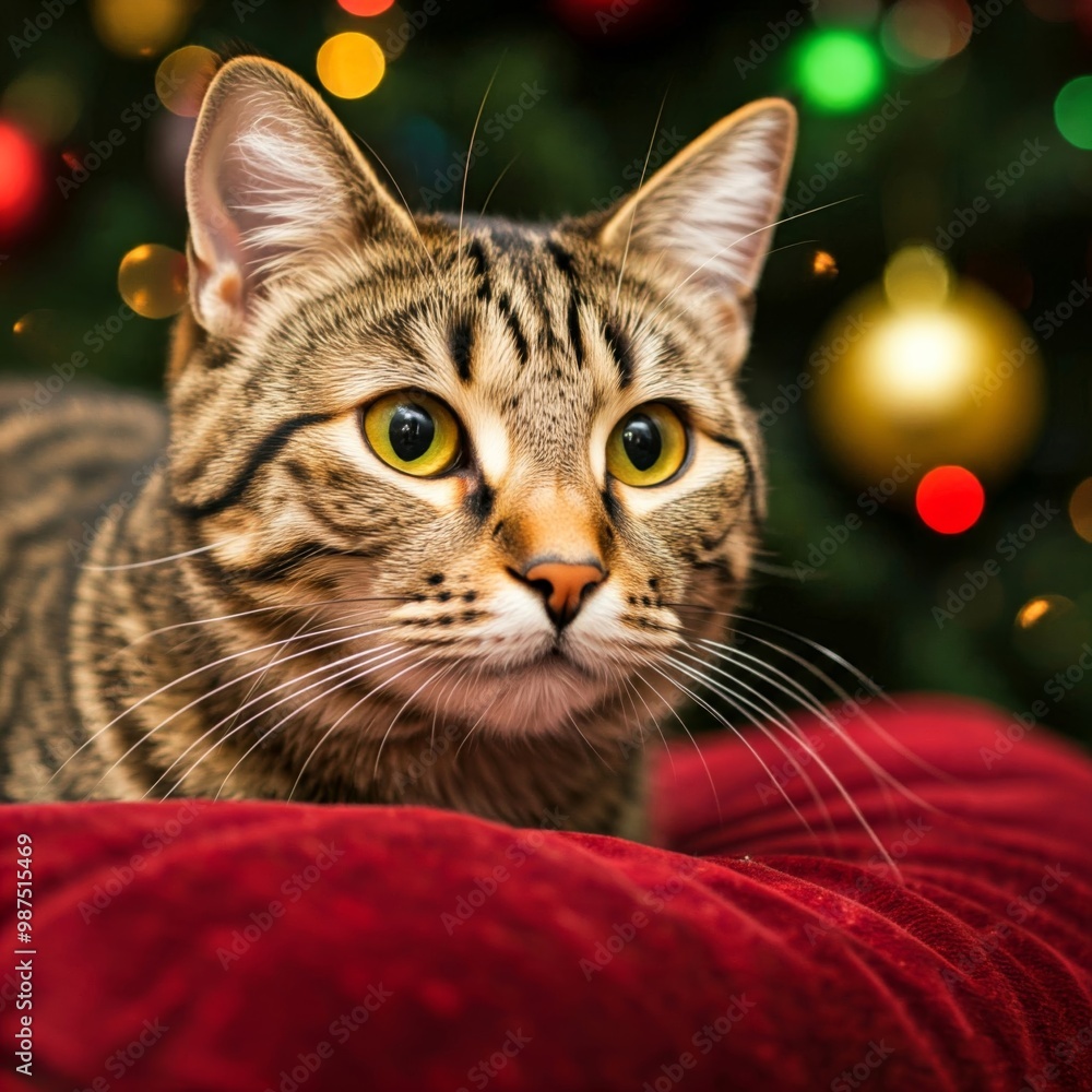 Cats in a Cozy Setting with Blurred Christmas Background Festive and Warm Holiday Atmosphere Cats in a Cozy Setting with Blurred Christmas Background Festive and Warm Holiday Atmosphere