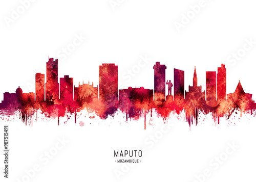 Maputo Mozambique Skyline Red