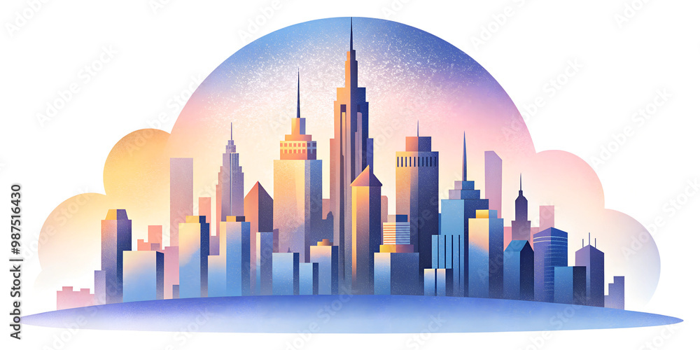 New York on a transparent or white background, city skyline, skyscrapers, good architecture New York on a transparent or white background, city skyline, skyscrapers, good architecture
