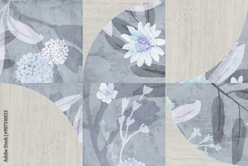Flowers watercolor art painting abstract pattern wallpaper