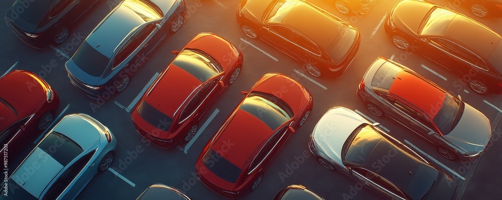 Fototapeta premium cars parked in an outdoor parking 