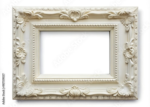 A sleek and stylish white picture frame, effortlessly waiting to cradle your most treasured artistic expressions or cherished photographic memories.