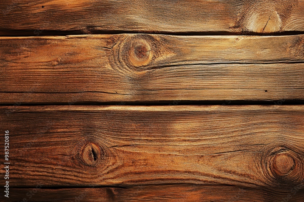 Naklejka premium Close-up of Rustic Brown Wooden Plank Surface