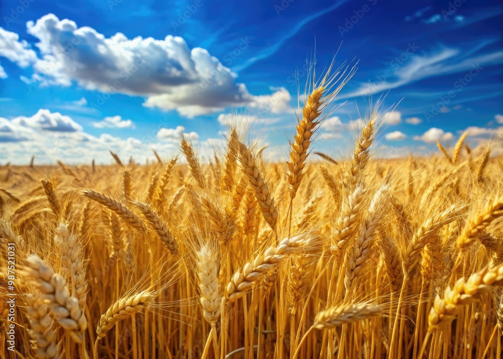 A stunning wheat field stretches under a bright blue sky, its golden grains dancing softly in the warm breeze, creating a serene and picturesque scene. A stunning wheat field stretches under a bright blue sky, its golden grains dancing softly in the warm breeze, creating a serene and picturesque scene.
